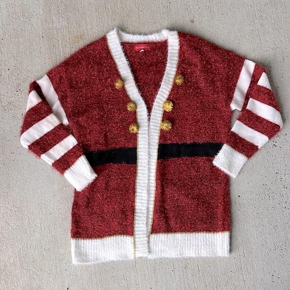 Ugly Christmas Sweater Festive Red and White Cardigan - Picture 1 of 11